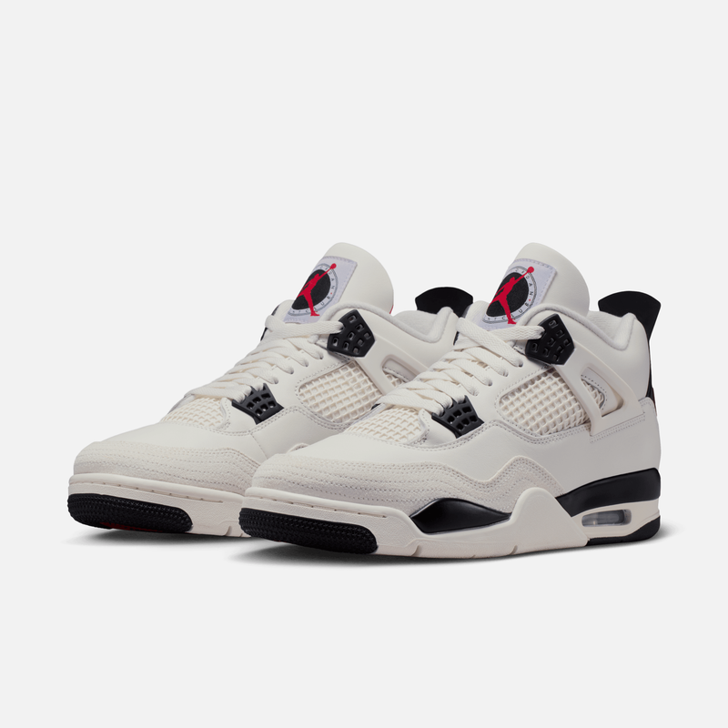 Air Jordan 4 Retro Flight Club - Branco-creme / Preto / Vermelho